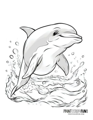Realistic printable dolphin coloring page