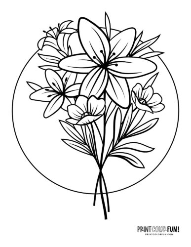 Realistic small bouquet (5) coloring page at PrintColorFun com from PrintColorFun com