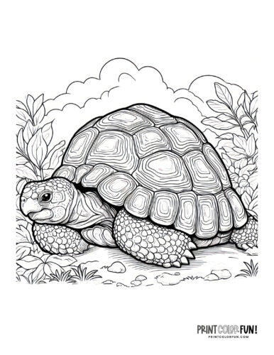 Realistic tortoise (3) coloring page from PrintColorFun com
