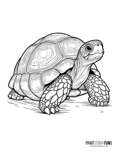 Realistic tortoise (4) coloring page from PrintColorFun com