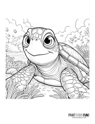 Realistic turtle coloring clipart at PrintColorFun com 5
