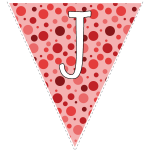 Red polka dots with white letters 6
