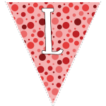 Red polka dots with white letters 12