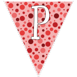 Red polka dots with white letters 128
