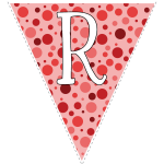 Red polka dots with white letters 6