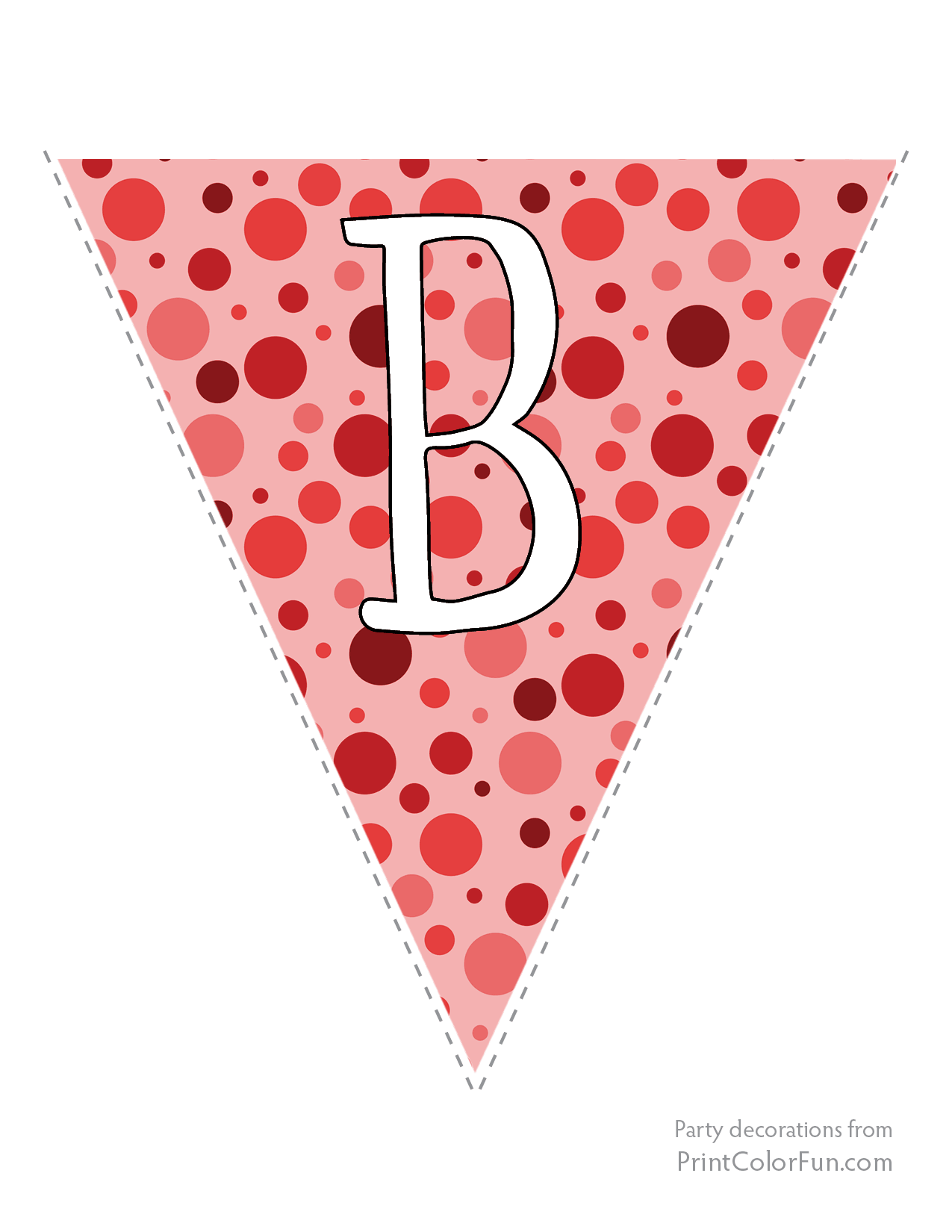 Red polka dot flags with white letters - Print Color Fun!