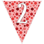 Red polka dots with white letters 128