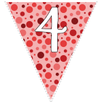 Red polka dots with white letters 6