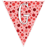 Red polka dots with white letters 7