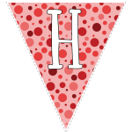 Red polka dots with white letters 8