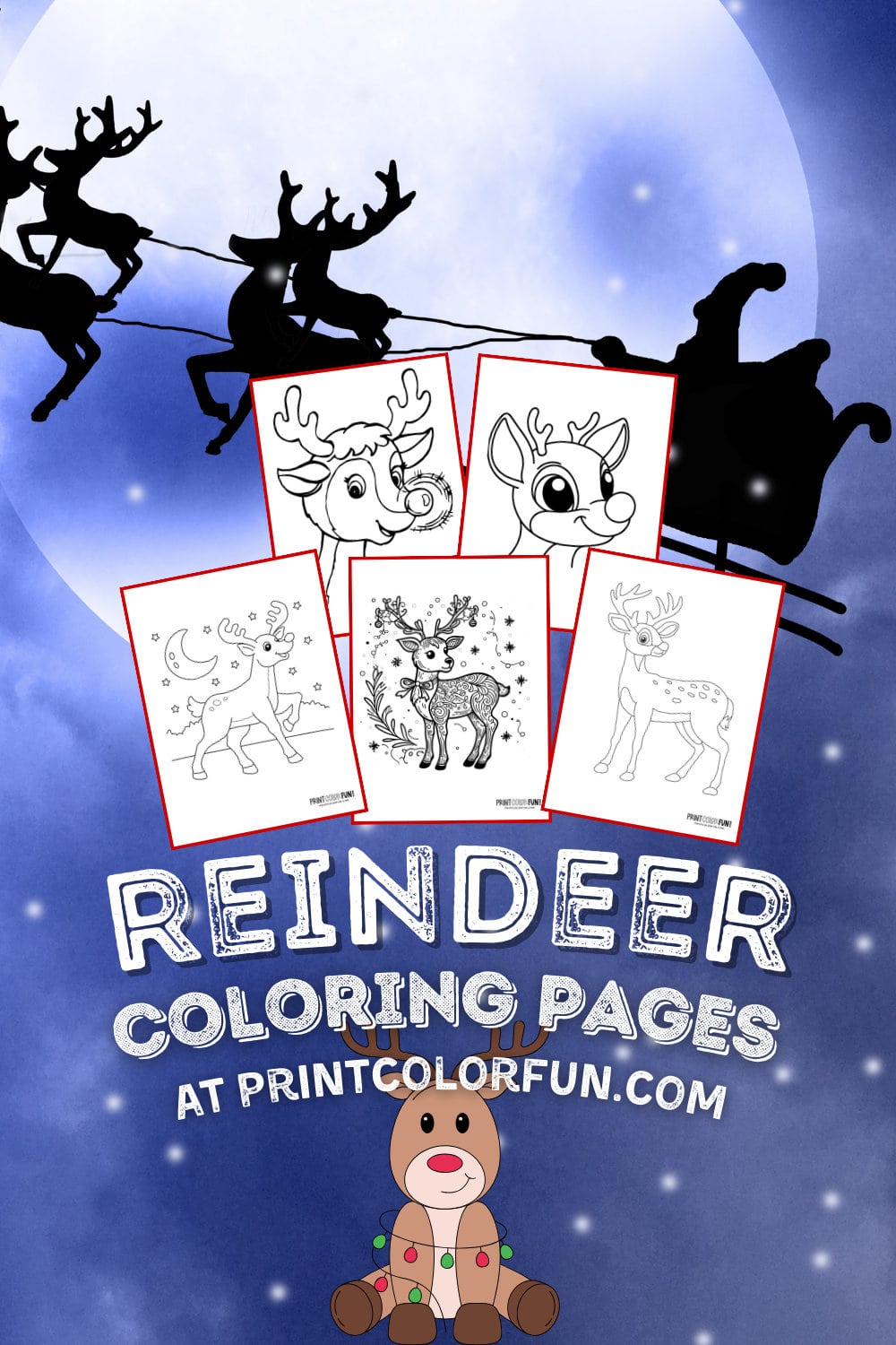 Reindeer and Rudolph Christmas coloring pages and clipart - PrintColorFun com Halloween coloring pages and clipart - PrintColorFun com