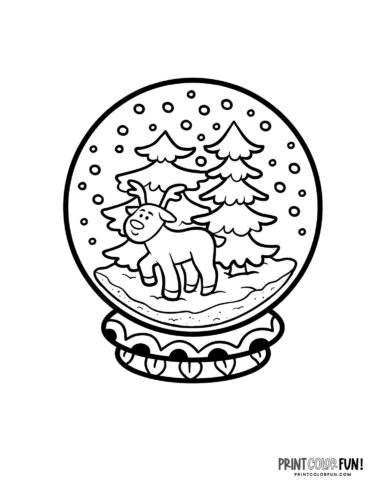 Reindeer snow globe coloring page - PrintColorFun com