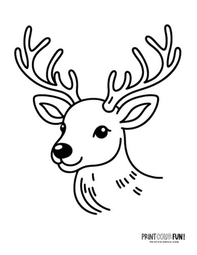 Reindeer with antlers Christmas coloring page - PrintColorFun com