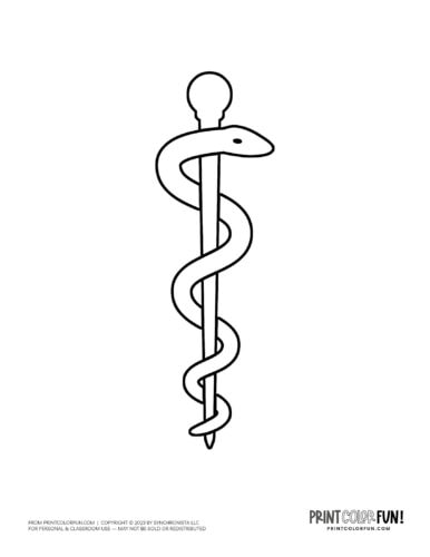Rod of Asclepius medical icon from PrintColorFun com (2)