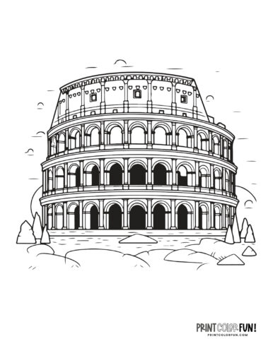 Roman Colosseum coloring page from PrintColorFun com (1)