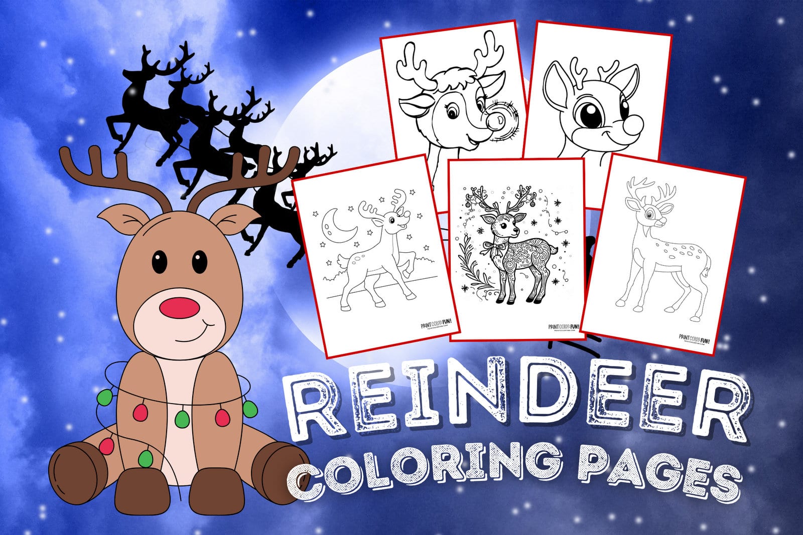 santa and rudolph coloring pages