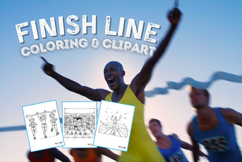 Runner finish line coloring pages, at