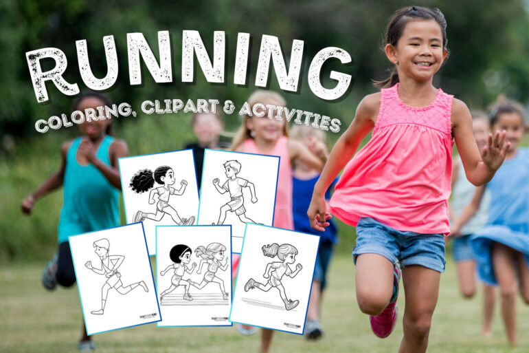 Running coloring page clipart activities from PrintColorFun com