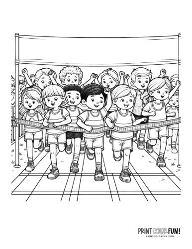 Running race finish line coloring page from PrintColorFun com 1