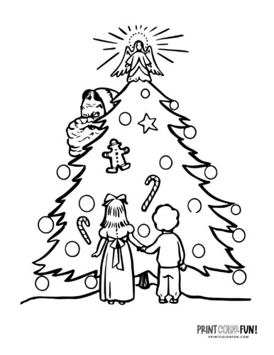 Santa Claus and Christmas tree coloring printable from PrintColorFun com (4)