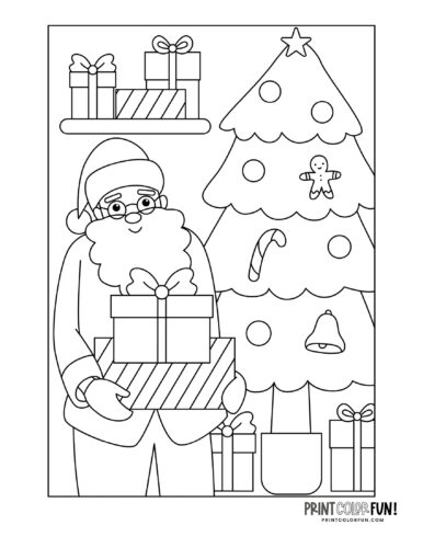 Santa Claus and Christmas tree coloring printable from PrintColorFun com (5)