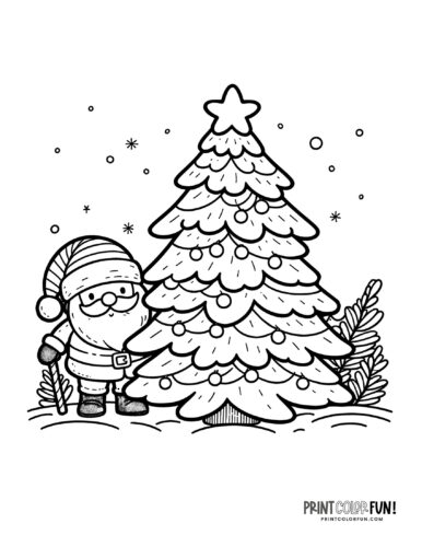 Santa Claus and Christmas tree coloring printable from PrintColorFun com (8)