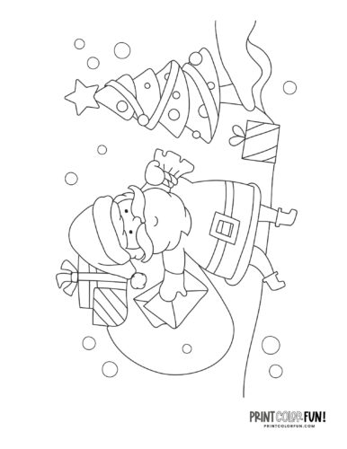 Santa Claus and Christmas tree coloring printable from PrintColorFun com (9)