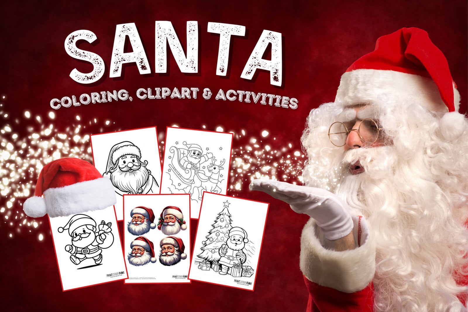 Santa Claus coloring page clipart activities from PrintColorFun com