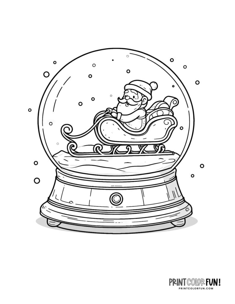 36 snow globe clipart & coloring pages for a magical holiday season, at ...