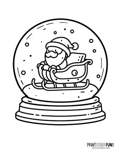 Santa and his sleigh snow globe coloring page - PrintColorFun com