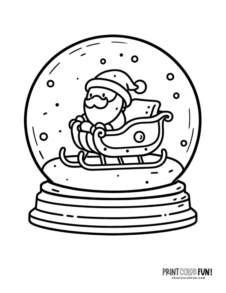 36 snow globe clipart & coloring pages for a magical holiday season, at ...