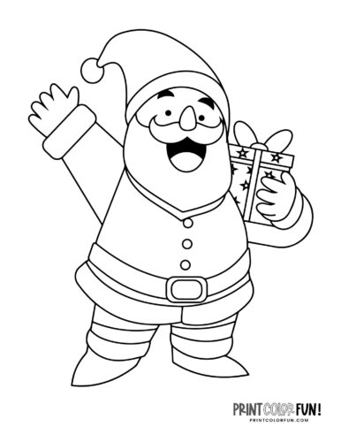 Santa's waving hello Christmas printable from PrintColorFun com