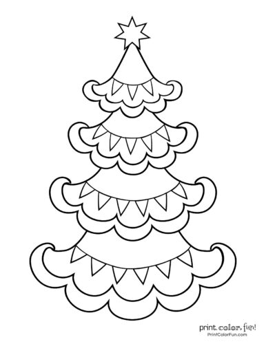 Scalloped Christmas tree coloring page