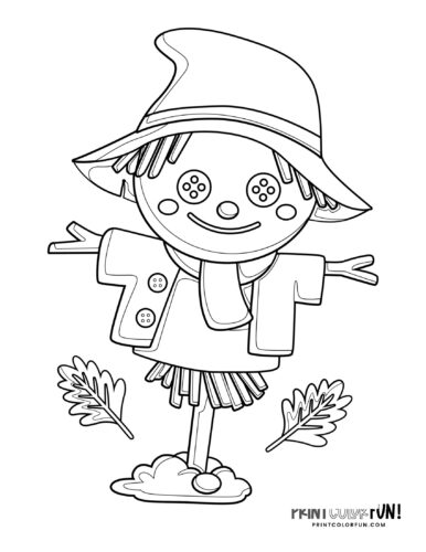 Scarecrow with button eyes - Coloring printable (3)