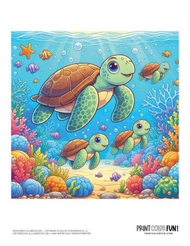 Sea turtle color clipart from PrintColorFun com 1