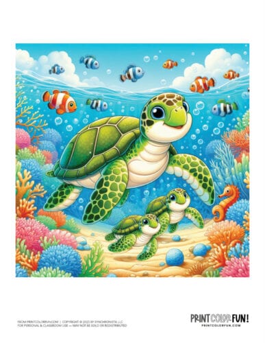 Sea turtle color clipart from PrintColorFun com 3