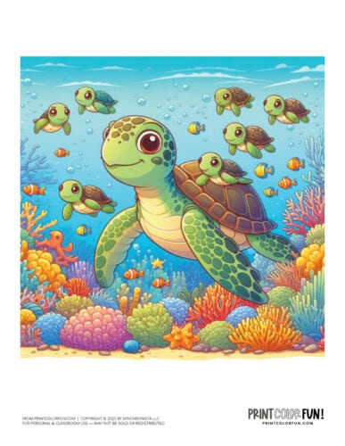 Sea turtle color clipart from PrintColorFun com 4
