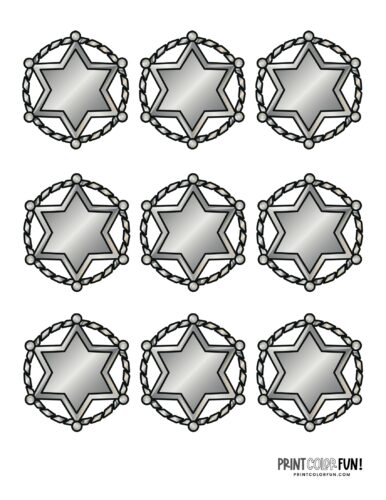 Set of 9 silver sheriff badges for kids from PrintColorFun com (2)