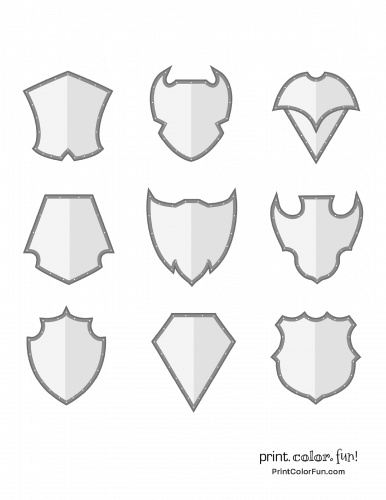 Set of shaded shields