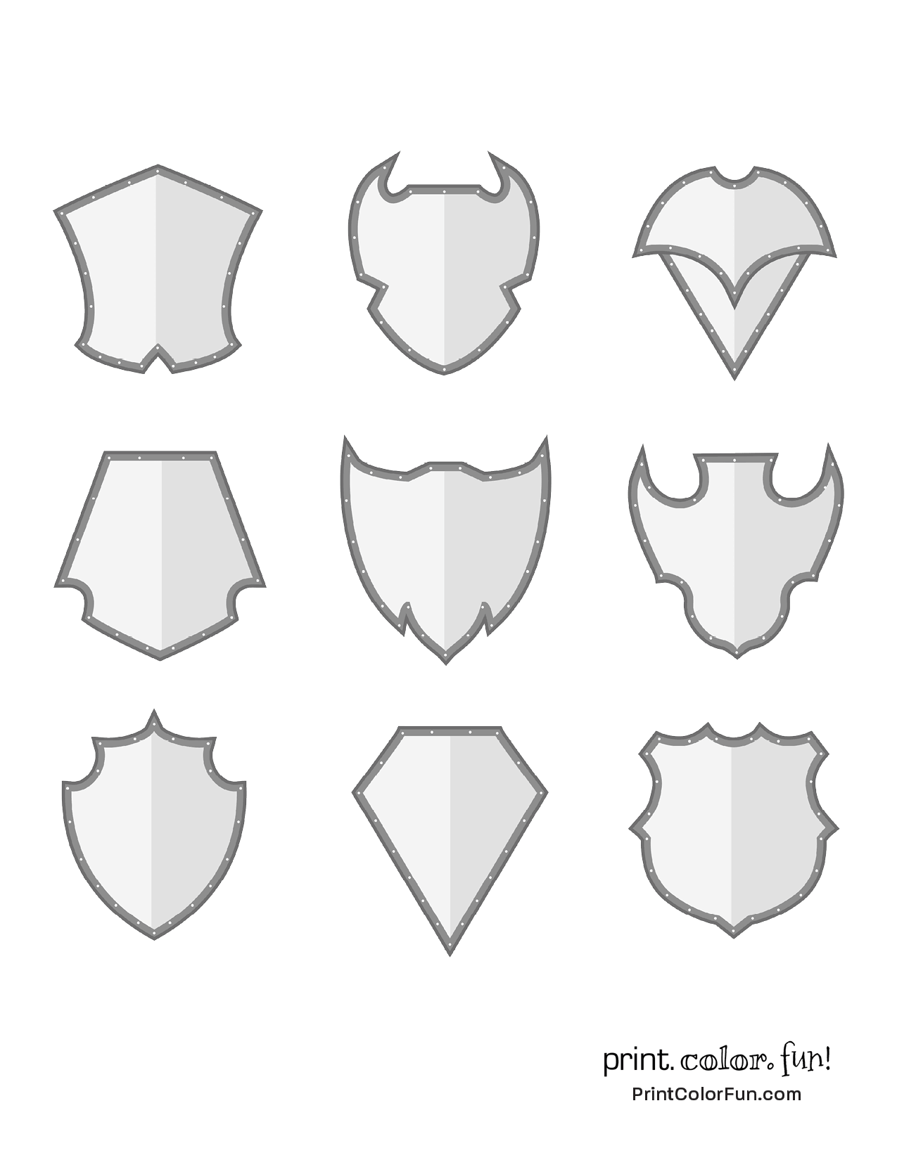 Set of shaded shields