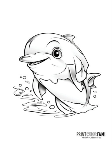 Shaded printable dolphin coloring pages