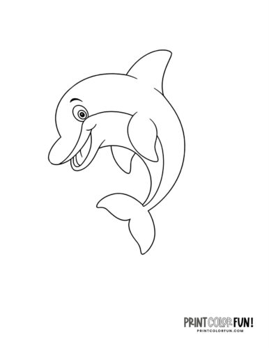 Silly dolphin coloring book page