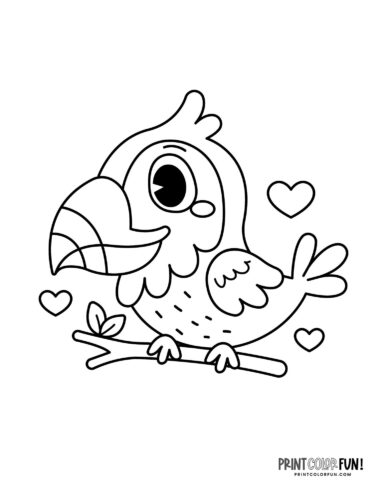 Silly little cartoon parrot coloring page - PrintColorFun com