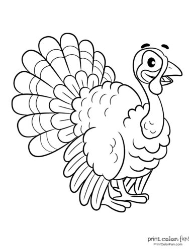 Silly turkey cartoon coloring page