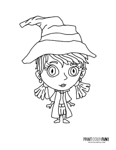 Silly witch coloring printable for Halloween from PrintColorFun com
