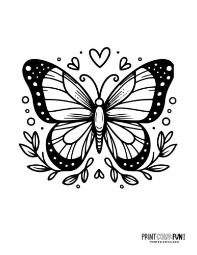 Simple butterfly tattoo style coloring page - PrintColorFun com
