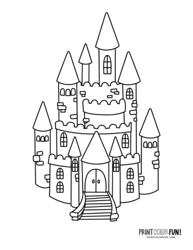 Simple castle coloring page at PrintColorFun com