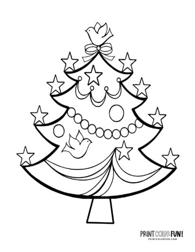 Simple decorated Christmas tree coloring from PrintColorFun com (15)