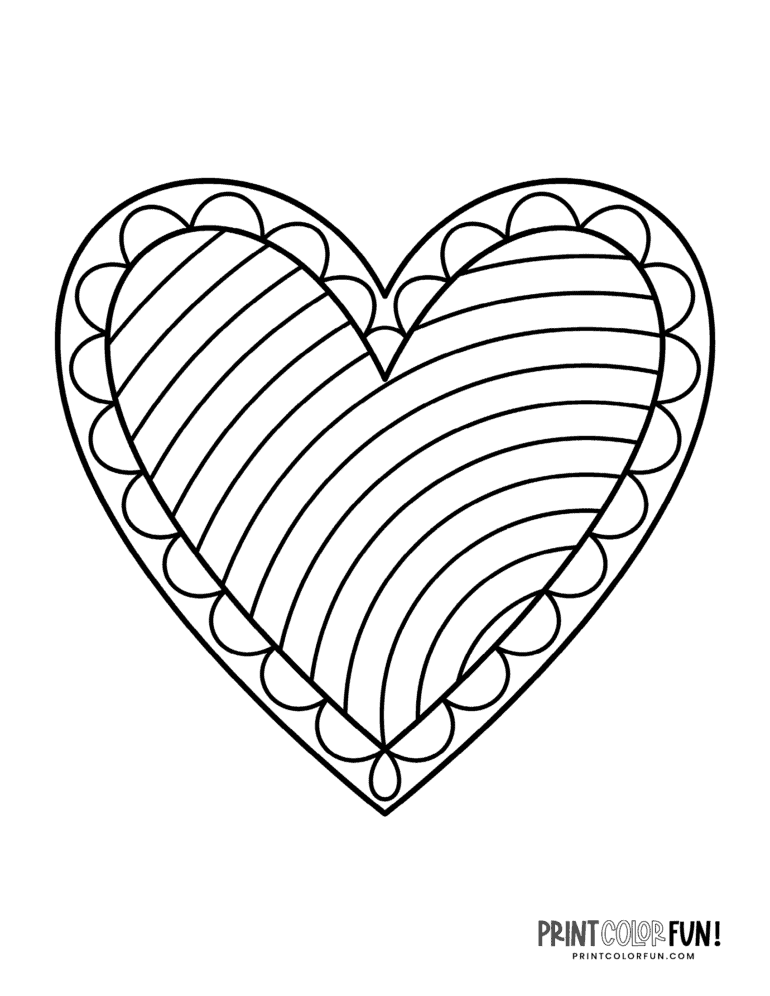 100+ heart coloring pages: A huge collection of free Valentine&#039;s Day