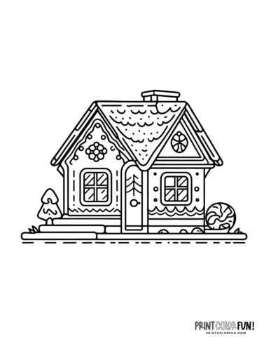 Simple gingerbread house coloring page